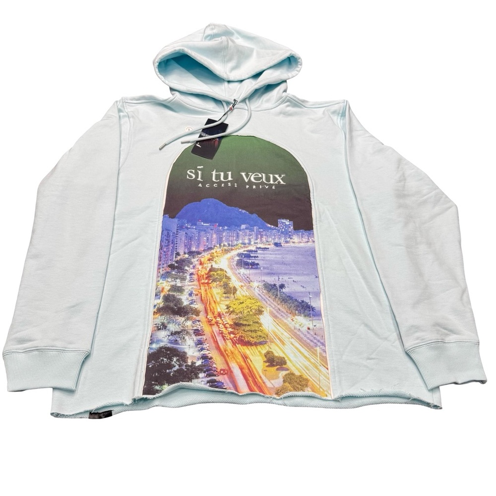 Si Tu Veux Riviera Hoodie Delicate Blue Luxury Streetwear Hoodie BNWT